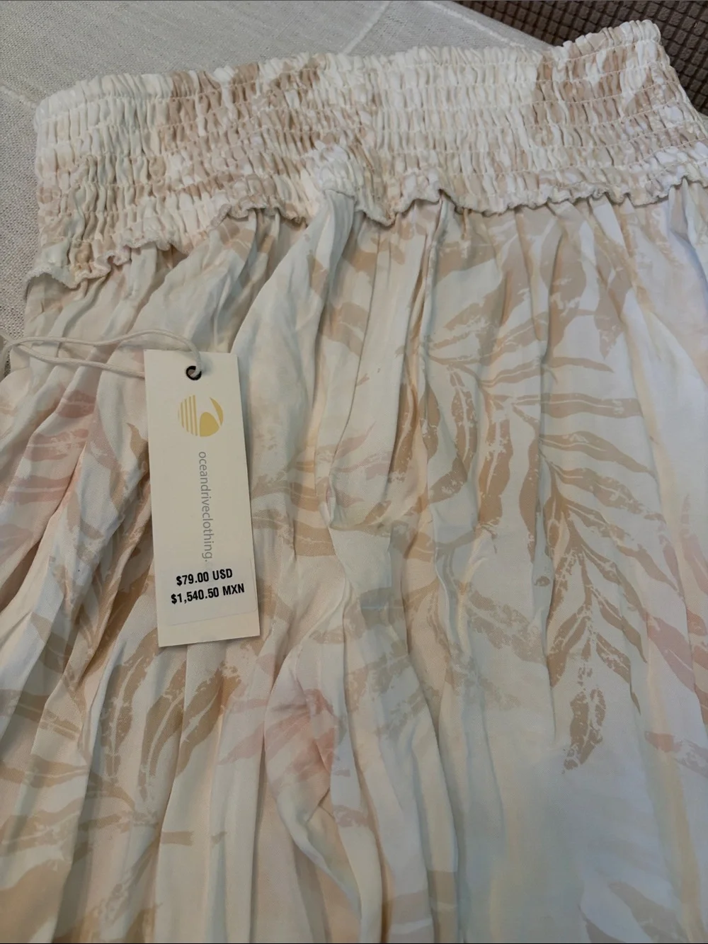Ocean Drive Cream & Tan Wide-Leg Printed Jumpsuit Pants - Picture 2 of 4